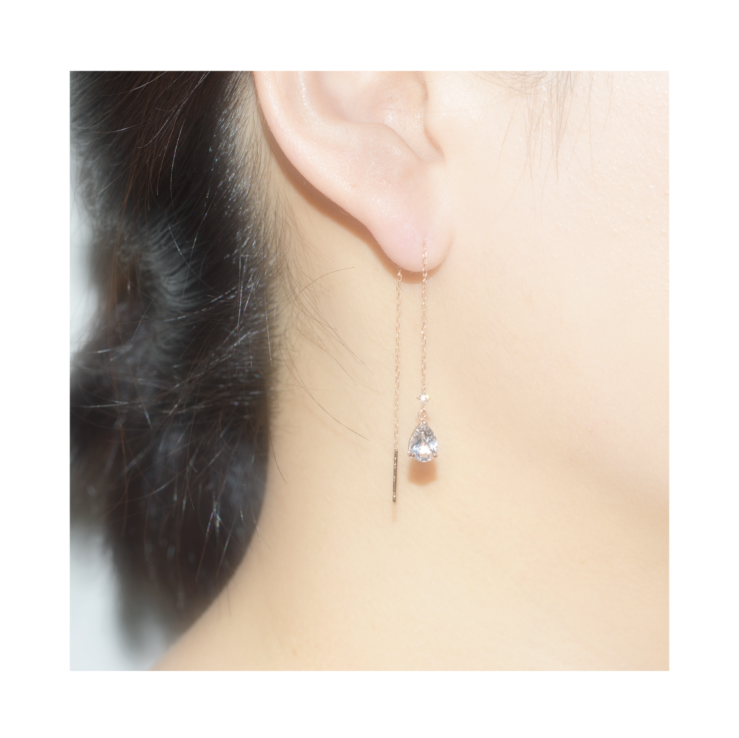 K10PGホワイトトパーズアメリカンピアス