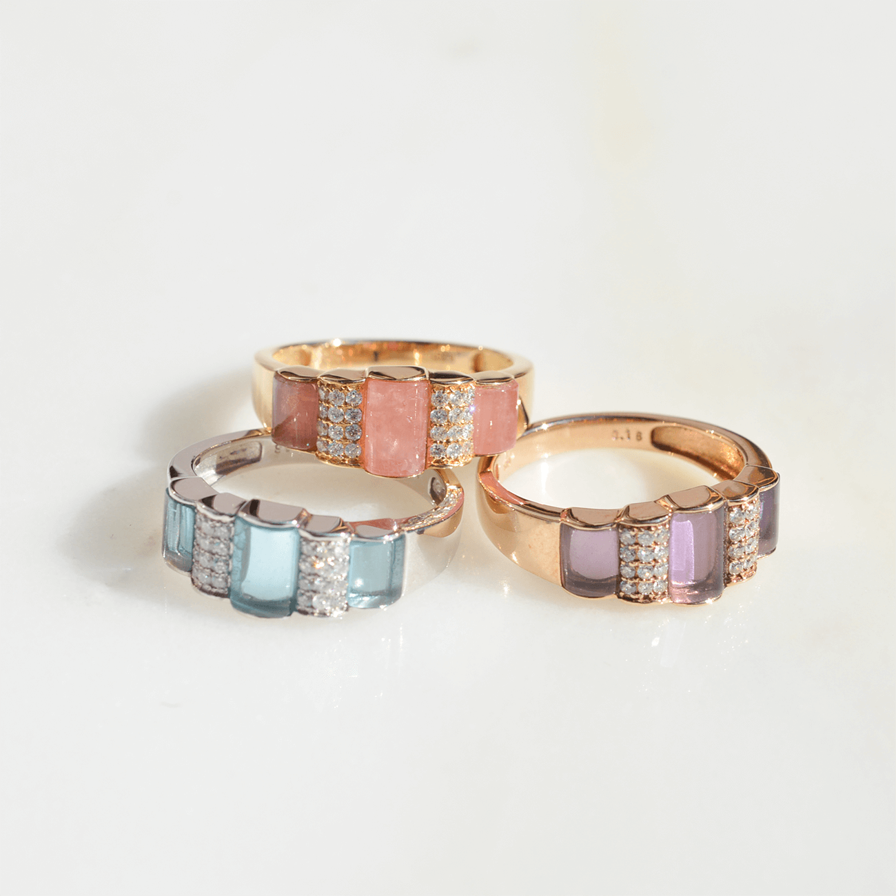 K18PGアメシストリング 集合写真