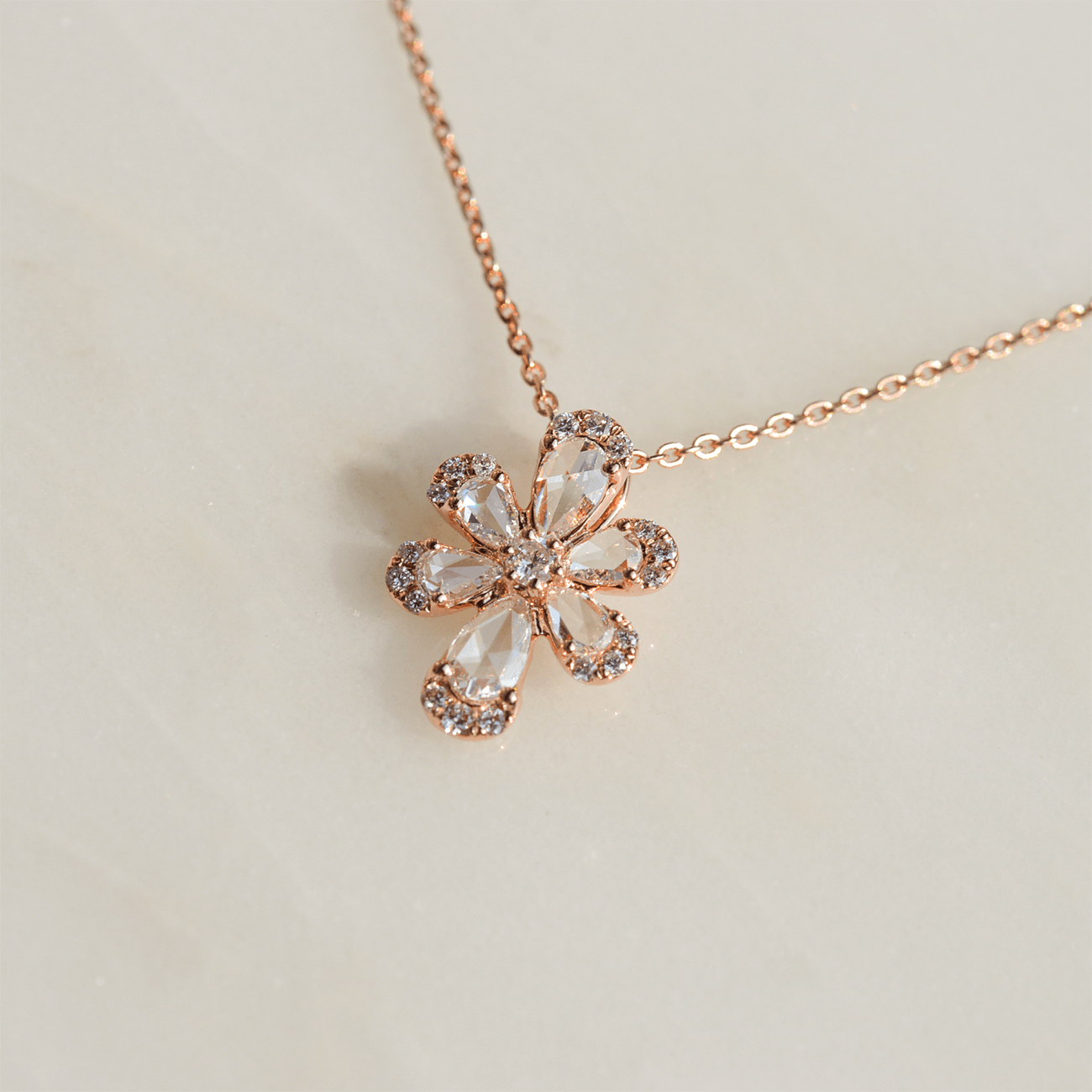 K18PGローズカットダイヤモンドネックレス – I&JEWELRY K18PGローズカットダイヤモンドネックレス – I&JEWELRY